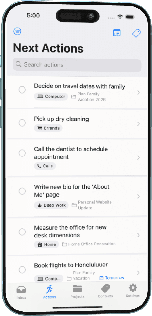 Clarify Next Actions list with doable next steps